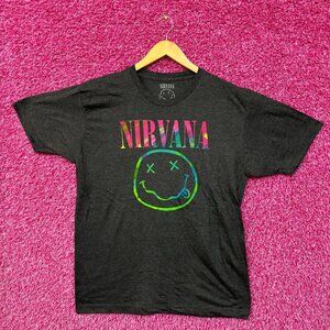 Nirvana Nevermind Dead Eyes Colorburst Smiley Grunge Tee XL